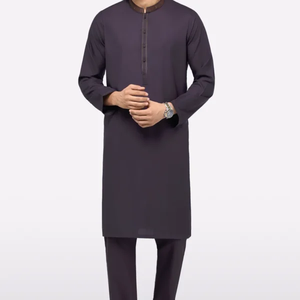Dark Purple Wash & Wear Kurta Pajama